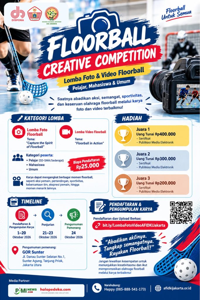 AFI DKI Jakarta Gelar Floorball Creative Competition, Ada Lomba Foto dan Video FLOORBALL CREATIVE COMPETITION